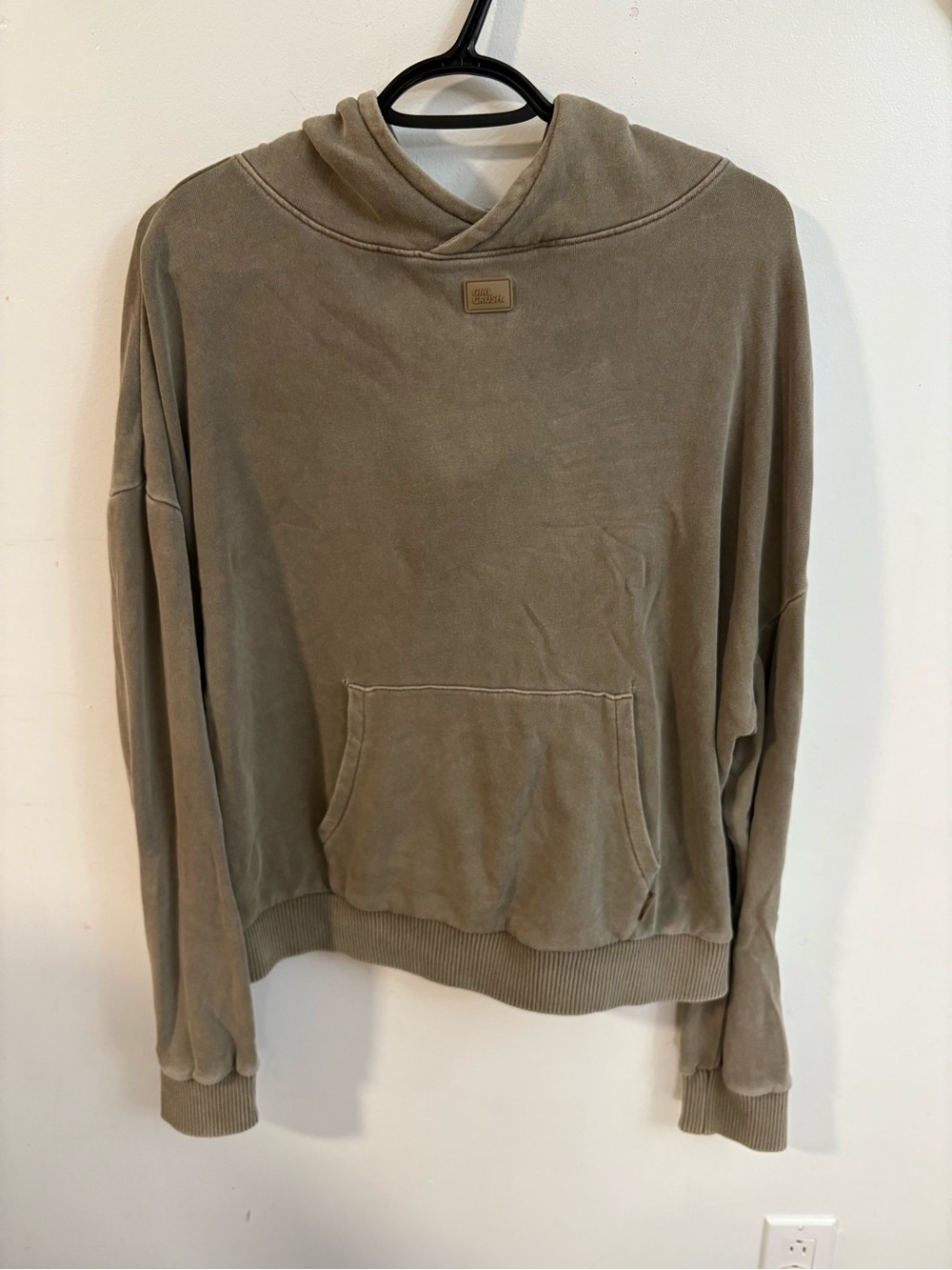 Girl Crush « rendez-vous chez moi pour l’apéro » hoodies taupe oversize medium